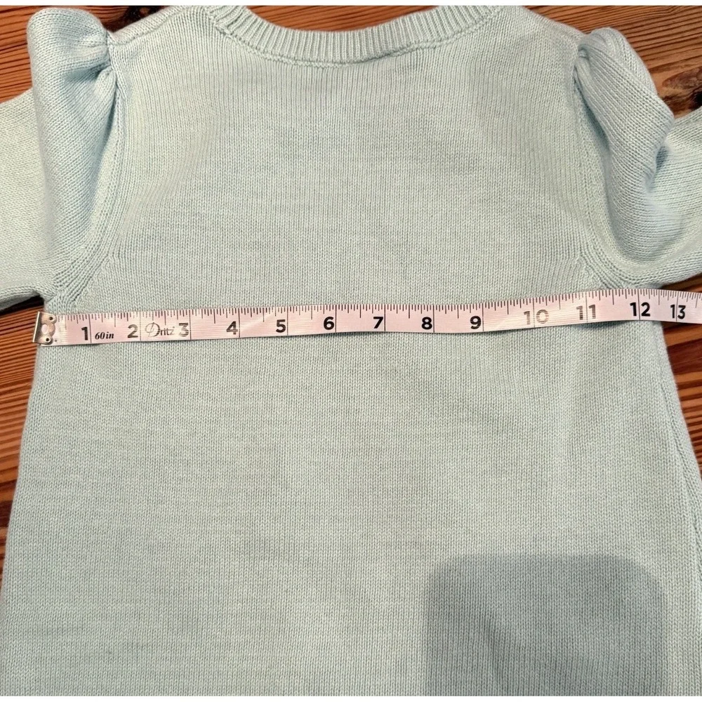 Gymboree Sweater Dress Girls 7 Aqua Blue Polar Bears Fuzzy Embroidered Cotton‎
